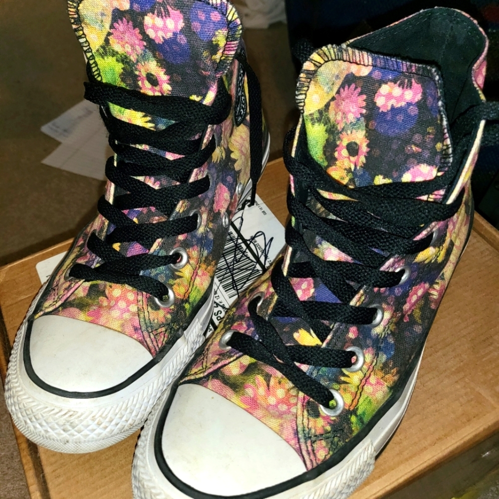 Flowered High Top Converse